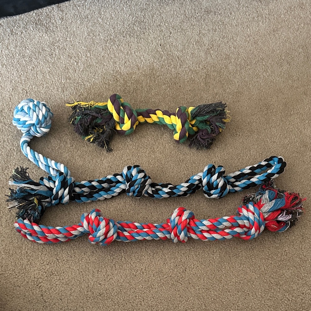 New/Unused: Set of 4 Multi-Color Dog Rope Toys